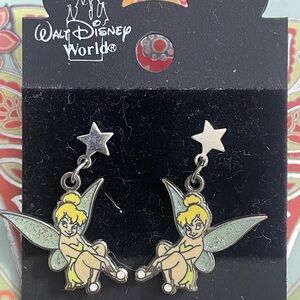 Disney Tinker Bell Star Earrings - Silver and Green